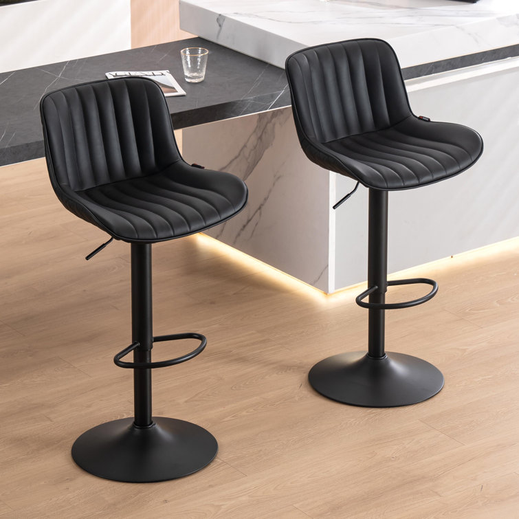 Brinitta Modern Swivel Adjustable Height Bar Stools Leather Barstools Kitchen Island Counter Stool